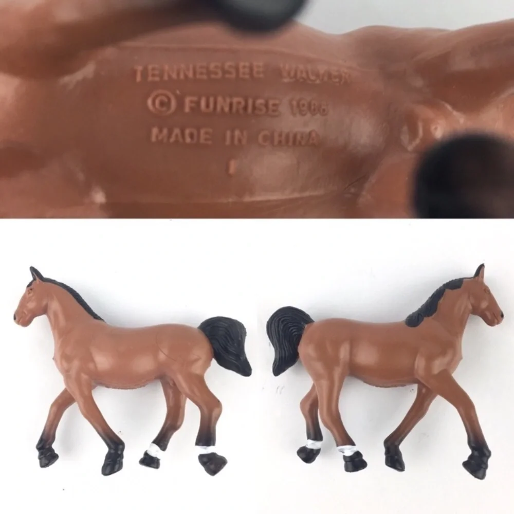 VINTAGE Horses Carry Case 6 Figurines 90s FunRise Plastic Toys Western Ranch